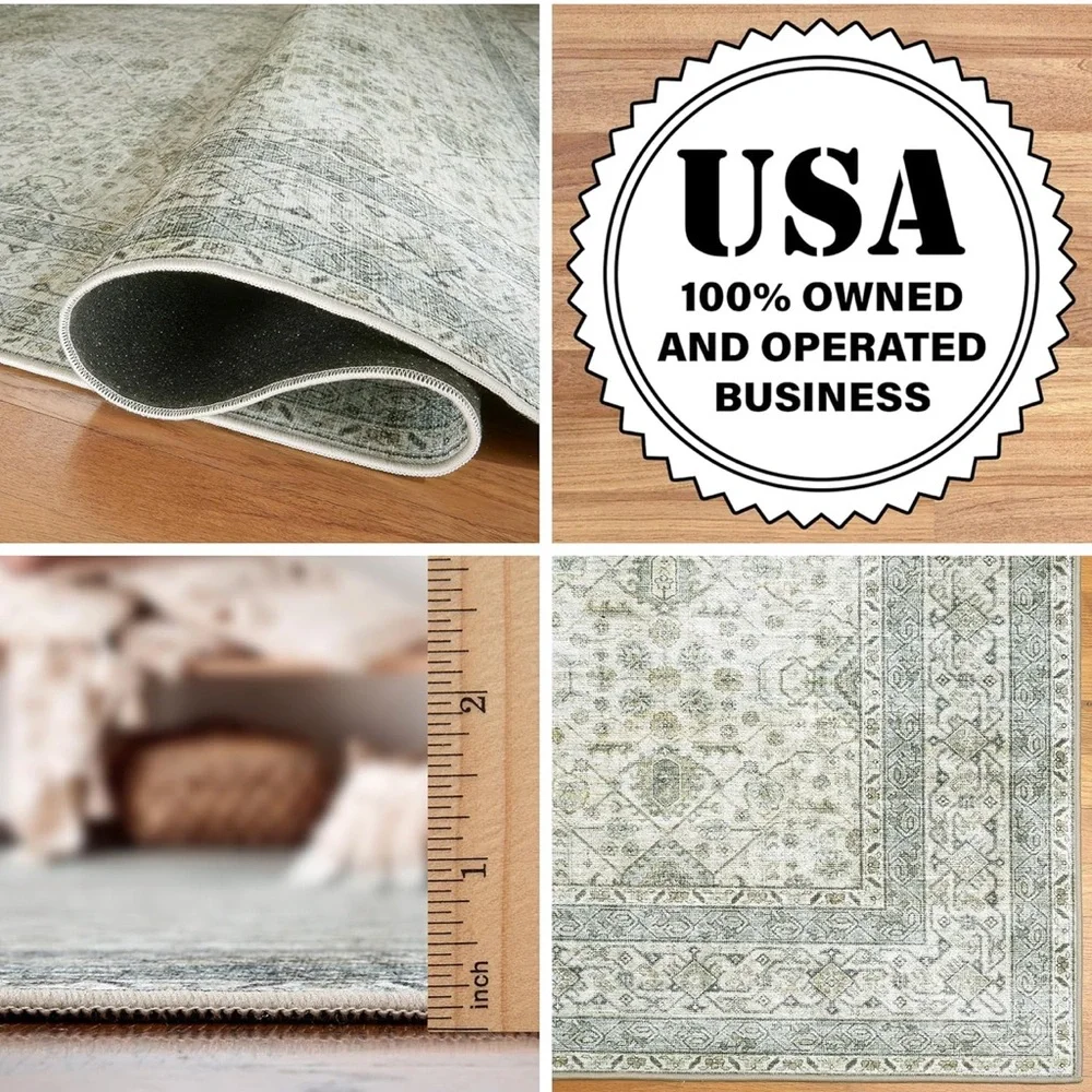 Machine Washable 2’6”X6’ Runner Rug Vintage Style Pet Friendly Recycled NWT